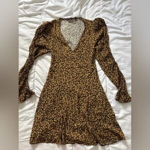 Floral Black and Brown Women's Dress